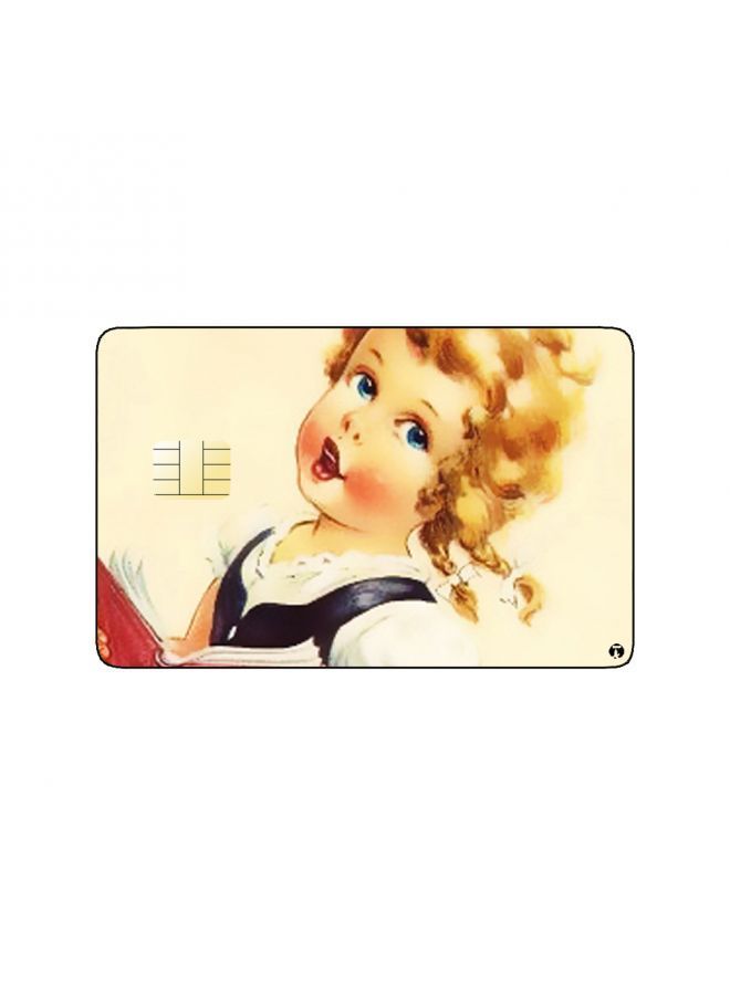 RKN PRINTED BANK CARD STICKER Beautiful Girl Vintage Art Reading Book - Image 2