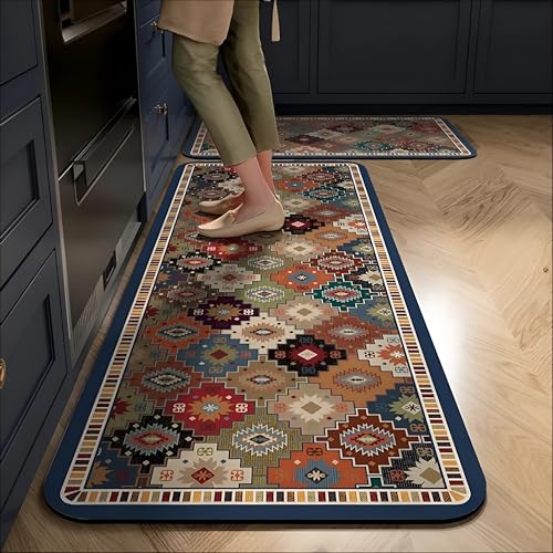 Roslen Kitchen Mat Set of 2 Anti Slip Waterproof Cushioned Memory Foam Mats for Standing Kitchen Comfort Floor Runner for Sink, Bathroom, Laundry, Office, Entryway & Balcony - Image 1