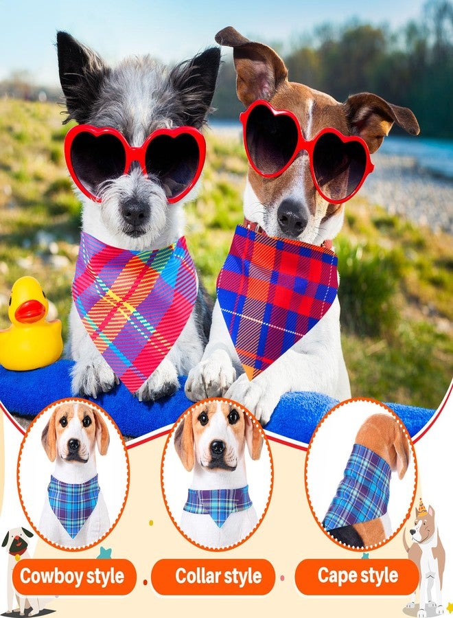 Bunnycool 72 Pcs Dog Bandanas Tie Set Summer Bulks Pet Scarves with Assorted Plaid Pattern Adjustable Cute Dog Triangle Scarfs Neck Ties for Holiday Birthday Accessories - Image 5