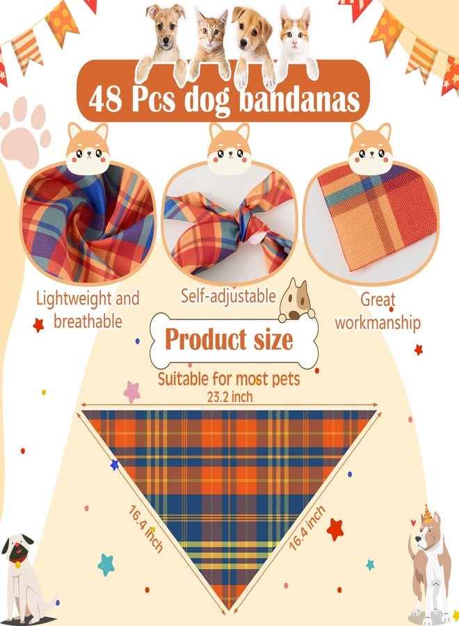 Bunnycool 72 Pcs Dog Bandanas Tie Set Summer Bulks Pet Scarves with Assorted Plaid Pattern Adjustable Cute Dog Triangle Scarfs Neck Ties for Holiday Birthday Accessories - Image 2