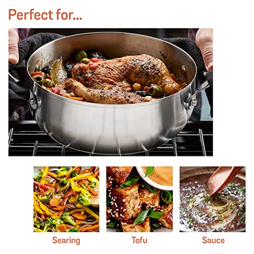 Meyer Select Nickel Free Stainless Steel Sauteuse with Glass Lid | Steel Saute Pan with Triply Base | Frying Pan with Lid | Gas and Induction Suitable | 20cm/ 1.56 Litre, Silver - Image 3