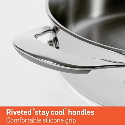 Meyer Select Nickel Free Stainless Steel Sauteuse with Glass Lid | Steel Saute Pan with Triply Base | Frying Pan with Lid | Gas and Induction Suitable | 20cm/ 1.56 Litre, Silver - Image 5