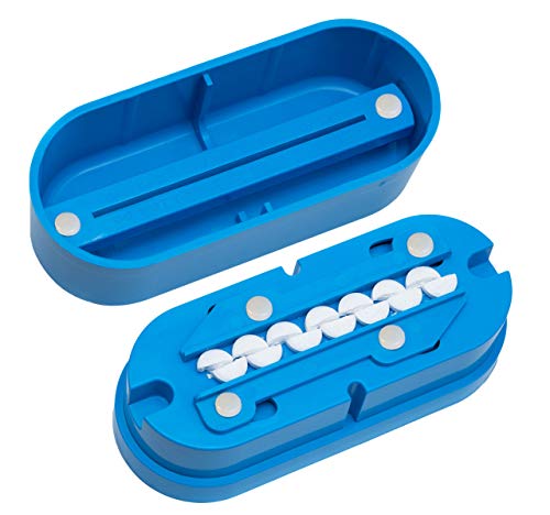Pillcut Multiple Pill Splitter. Original Patented Design, with Accurate Pill Alignment, Sturdy Cutting Blade and Blade Guard, for Splitting and Quartering Round or Oblong Pills.US Patent No. 9,827,165. - Image 1