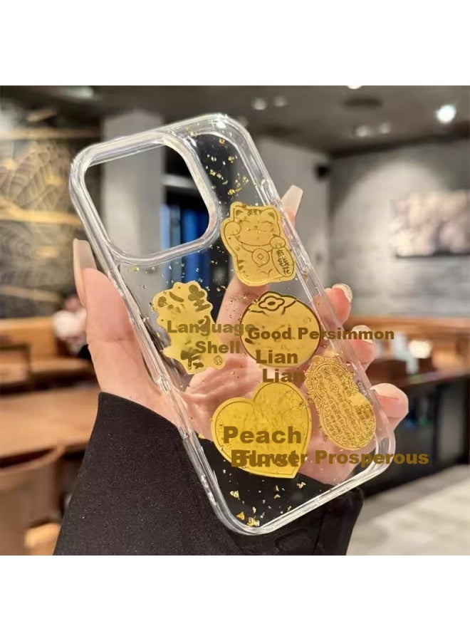 Langling Iphone 14 Pro Case, Apple 14 Pro Protective Cover, Premium Gold Foil Ultra-Thin Transparent Anti-Drop Soft Shell For Men And Women, Princess Fortune Coming - Image 2