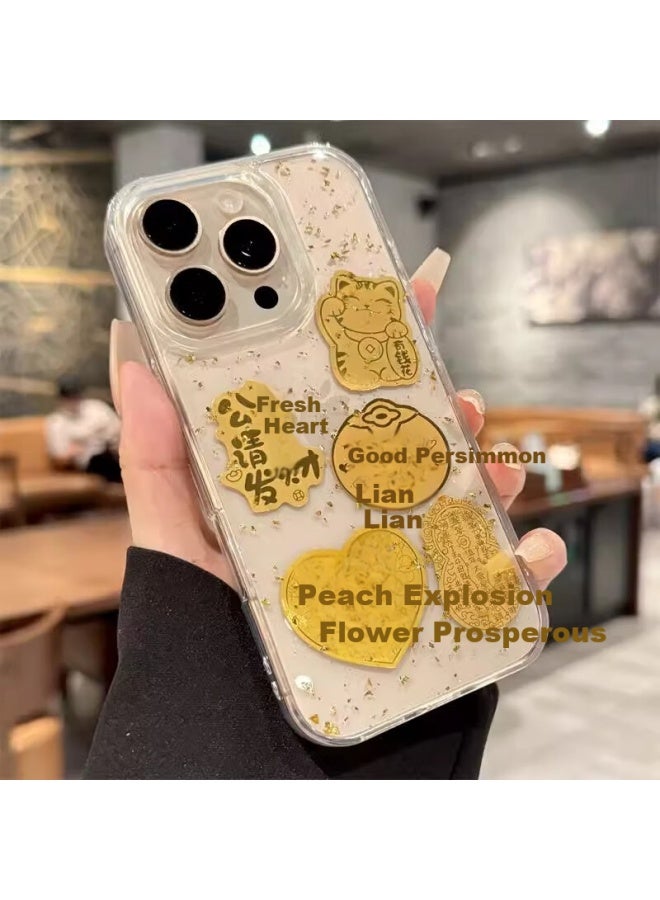 Langling Iphone 14 Pro Case, Apple 14 Pro Protective Cover, Premium Gold Foil Ultra-Thin Transparent Anti-Drop Soft Shell For Men And Women, Princess Fortune Coming - Image 1