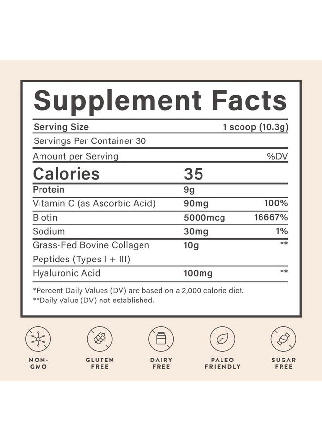BEAM - Beam Collagen Powder, Collagen Peptides For Women & Men, Grass Fed Collagen Supplements with Biotin, Protein and Hyaluronic Acid, Hair, Skin, Nail & Joint Support, Gluten Free, Sugar Free, 30 Servings - Image 1