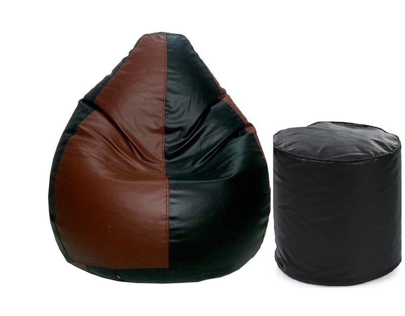 TRUE 2 F XXXL Teardrop Bean Bag Cover Foot Stool Only Without Beans BlackTan XXXL - Image 1