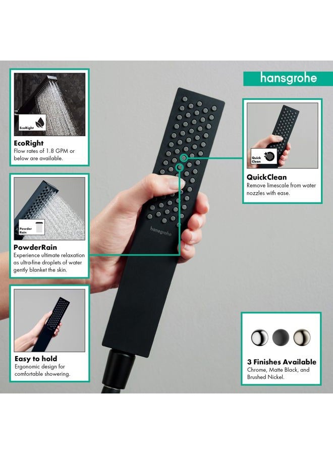 hansgrohe Pulsify E 2-inch Modern Handheld Shower Head 1-Spray PowderRain in Matte Black, 24321671 - Image 3