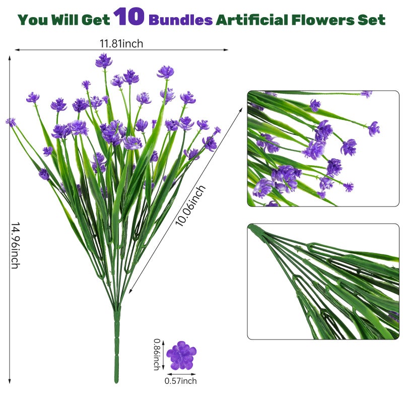 Lnoicy 10pcs Artificial Flowers Fake Flowers Picks for Office Decorations Floral Arrangements DIY Wreath Holiday Tables Party Home Decor and Home Garden Decoration(Purple) - Image 2