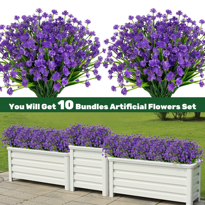 Lnoicy 10pcs Artificial Flowers Fake Flowers Picks for Office Decorations Floral Arrangements DIY Wreath Holiday Tables Party Home Decor and Home Garden Decoration(Purple) - Image 3