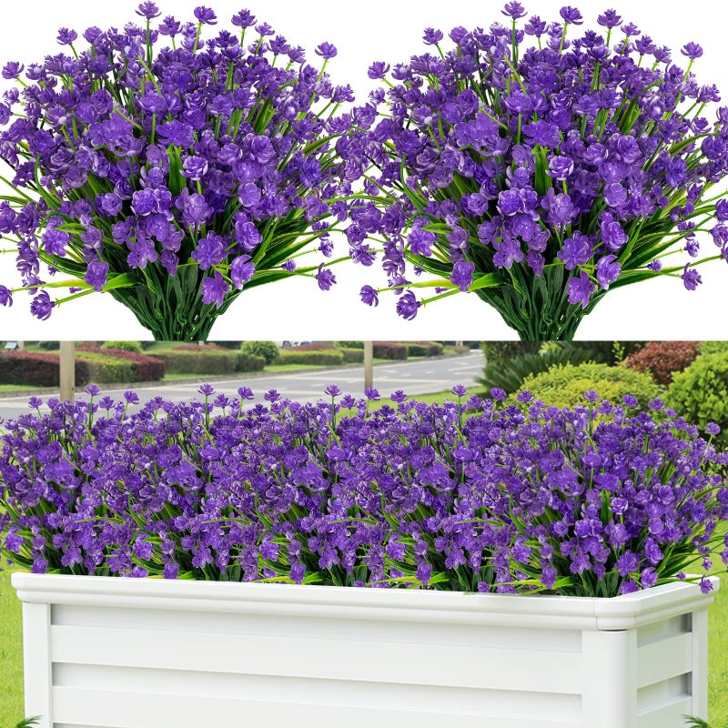 Lnoicy 10pcs Artificial Flowers Fake Flowers Picks for Office Decorations Floral Arrangements DIY Wreath Holiday Tables Party Home Decor and Home Garden Decoration(Purple) - Image 1