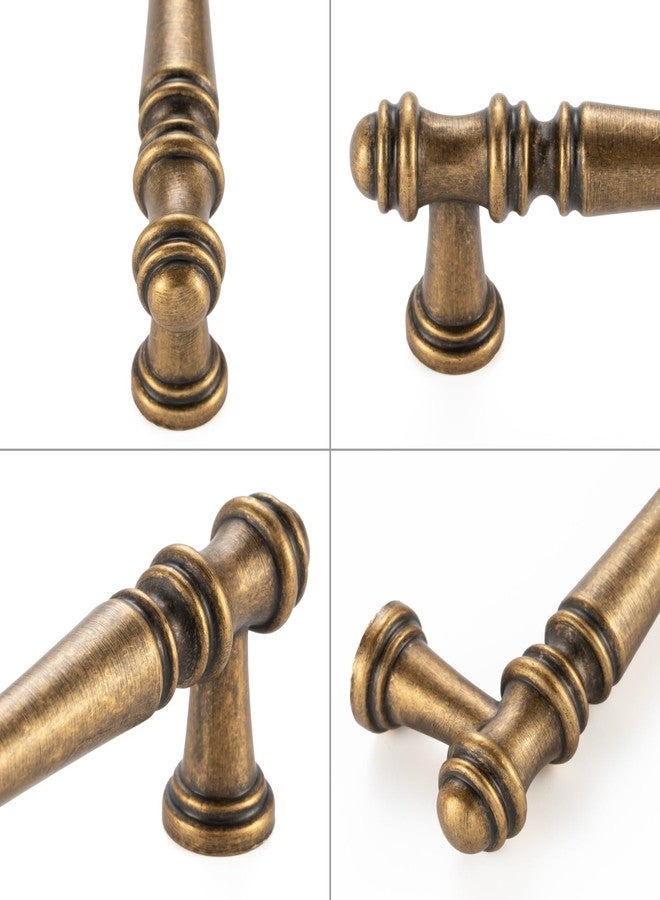 KOOFIZO 10 Pack 5 Inch Antique Brass Cabinet Pulls Vintage Brass Cabinet Handles Brass Cabinet Hardware P30 for Kitchen Cabinets Drawer Dresser Cupboard Bedroom Bathroom - Image 5