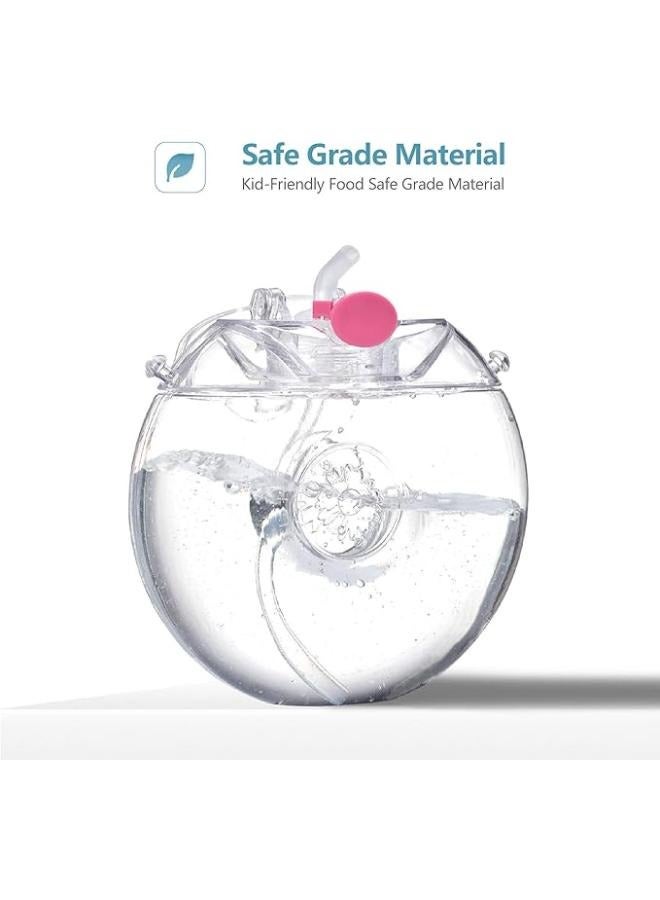 380ml Donut Water Bottle with Straw, Cute Leakproof Drink Water Bottles Adjustable Shoulder Strap Portable Reusable Toddler Drink Bottle for Outdoor Sports Travel, School Activities