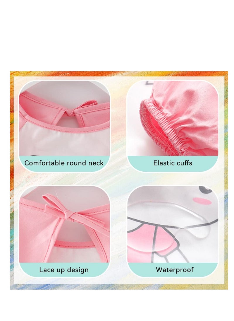 SYOSI Bibs with Sleeves, Baby Bibs, 2 Pack Waterproof Long Sleeve Baby Bibs with Food Catcher Pocket, Wipe Clean Toddler Apron for Infant Toddler 2-4 Years, Stain and Odor Resistance, Pink and Purple  - Image 4