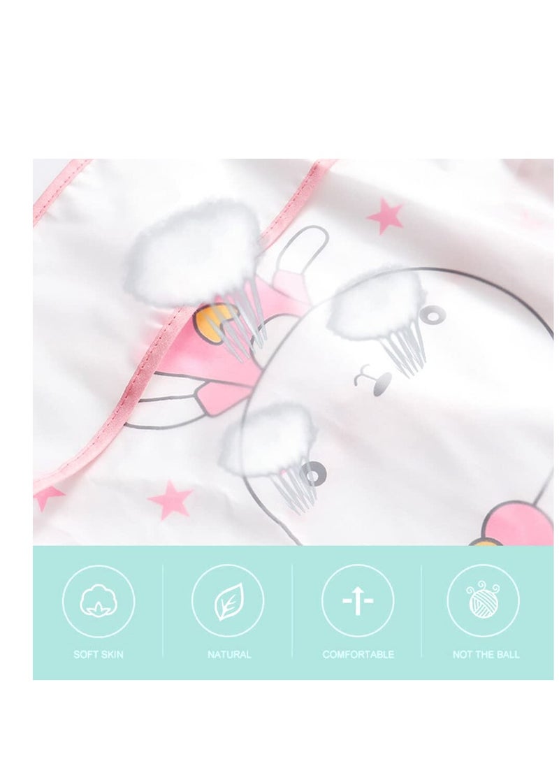 SYOSI Bibs with Sleeves, Baby Bibs, 2 Pack Waterproof Long Sleeve Baby Bibs with Food Catcher Pocket, Wipe Clean Toddler Apron for Infant Toddler 2-4 Years, Stain and Odor Resistance, Pink and Purple  - Image 3