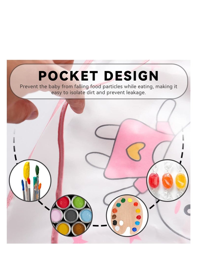 SYOSI Bibs with Sleeves, Baby Bibs, 2 Pack Waterproof Long Sleeve Baby Bibs with Food Catcher Pocket, Wipe Clean Toddler Apron for Infant Toddler 2-4 Years, Stain and Odor Resistance, Pink and Purple  - Image 5