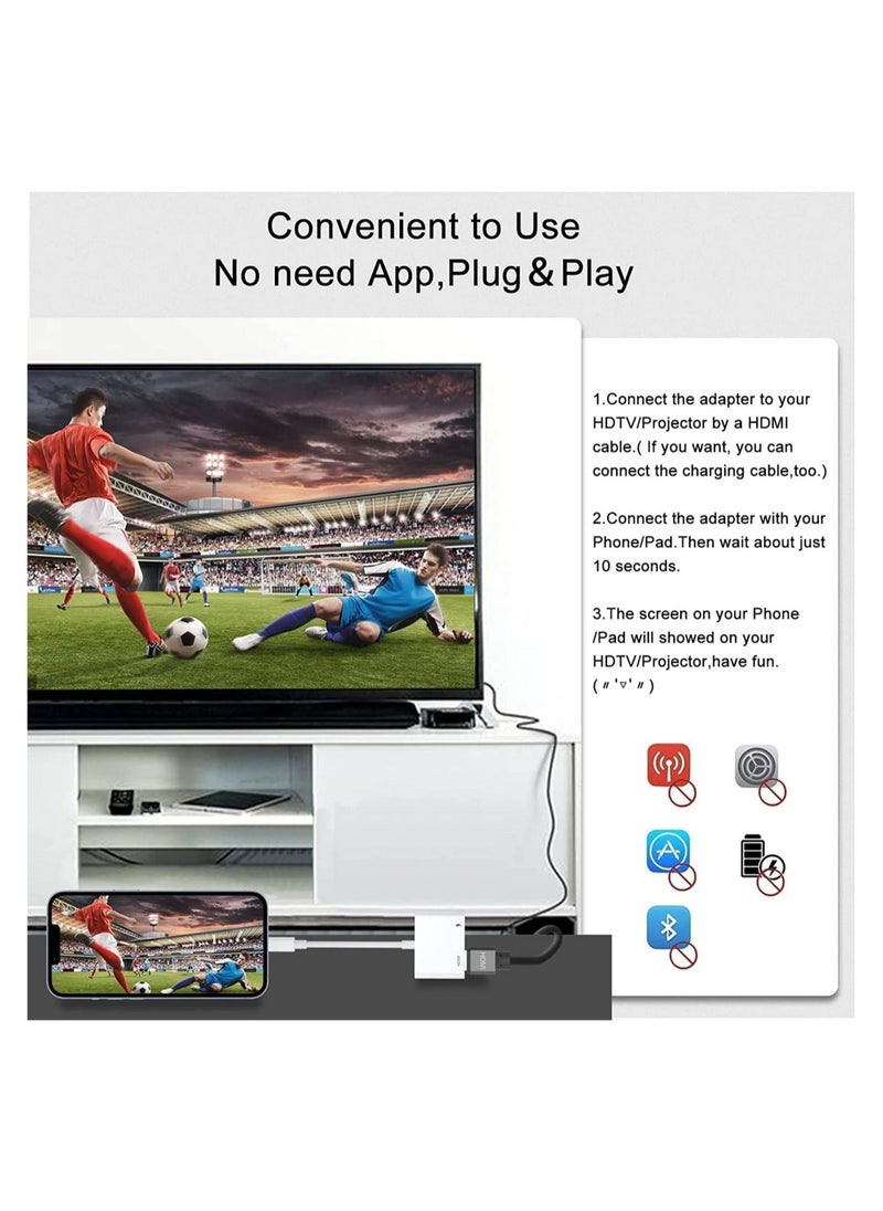 ELTRAZONE - Adapter for iPhone to TV,iPad to HDMI,1080P HD Digital AV Adapter(No Need Power) Video & Audio Sync Screen Connector Compatibility with iPhone 14/13/12/11/X/8 - Image 1