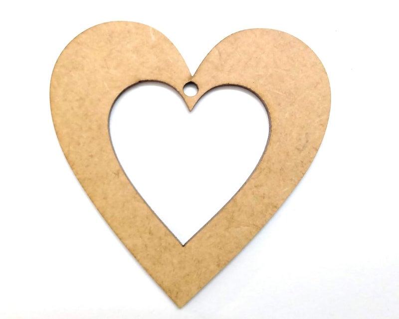 300Sparkles HEART MDF Cutout Wall hangingArt Craft ValentineWedding Room Wall Decoration 25 x 25 inch 20 PCS NATURAL BROWN - Image 1