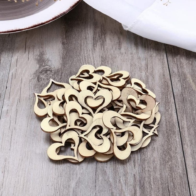 300Sparkles HEART MDF Cutout Wall hangingArt Craft ValentineWedding Room Wall Decoration 25 x 25 inch 20 PCS NATURAL BROWN - Image 2