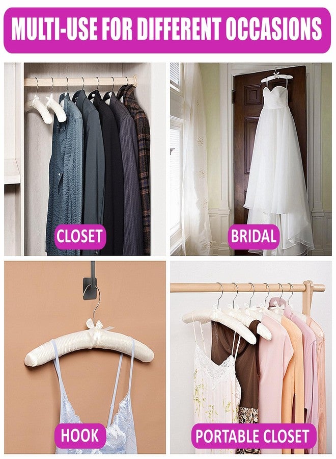 Amber Home 5 Pack 17 Inch Large Ivory Satin Padded Hangers for Women Clothing, Anti Slip Cushioned Hangers for Sweaters, Silk Hangers Fancy Dress Hangers for Wedding, Delicate Cashmere - Image 5
