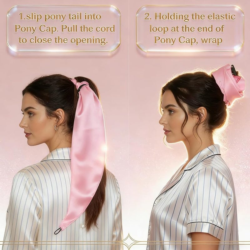 Shower Cap for Long Hair with Ponytail Hole, Waterproof Hair Sleeve for Crown Washing, Root Refresh & Styled Hair Protection at Pool, Gym, Beach and Travel (1PCS, Pink) - Image 5