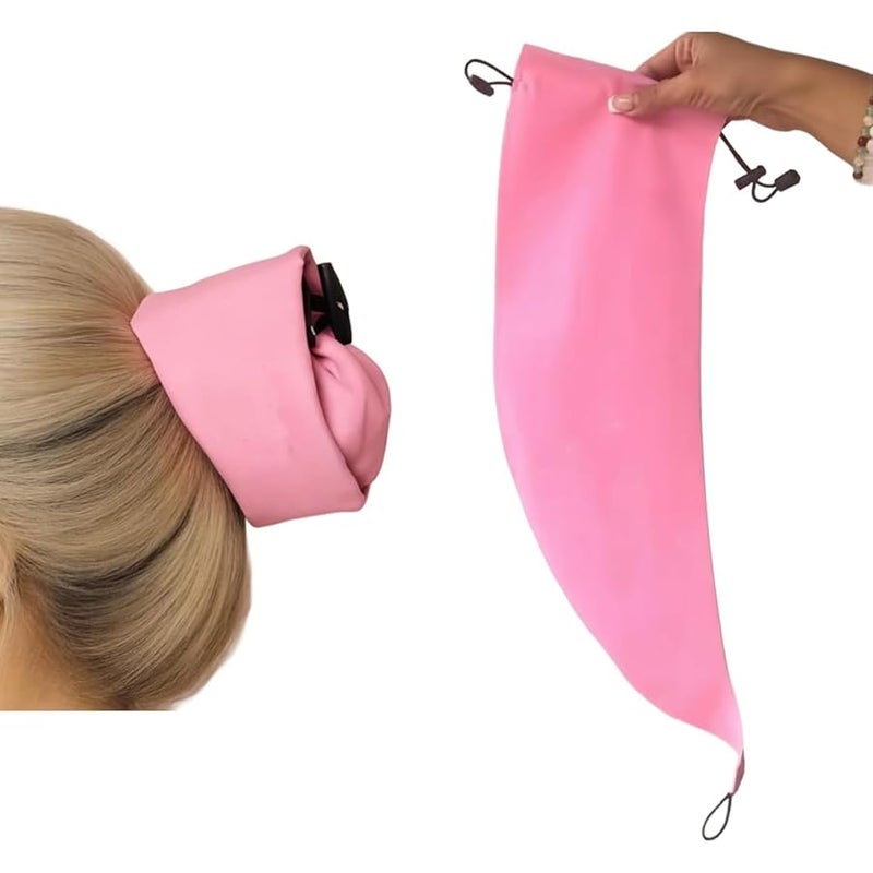 Shower Cap for Long Hair with Ponytail Hole, Waterproof Hair Sleeve for Crown Washing, Root Refresh & Styled Hair Protection at Pool, Gym, Beach and Travel (1PCS, Pink) - Image 1