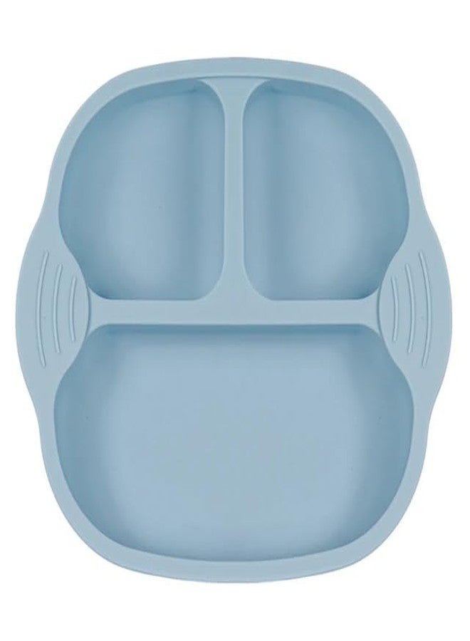 NAIDEV Silicone Suction Plate for Baby Self-Feeding Food-Grade Toddler Plates with Deep Divided for Kids, BPA-Free, Dishwasher, Oven Safe and Microwave Safe(Blue) - Image 1