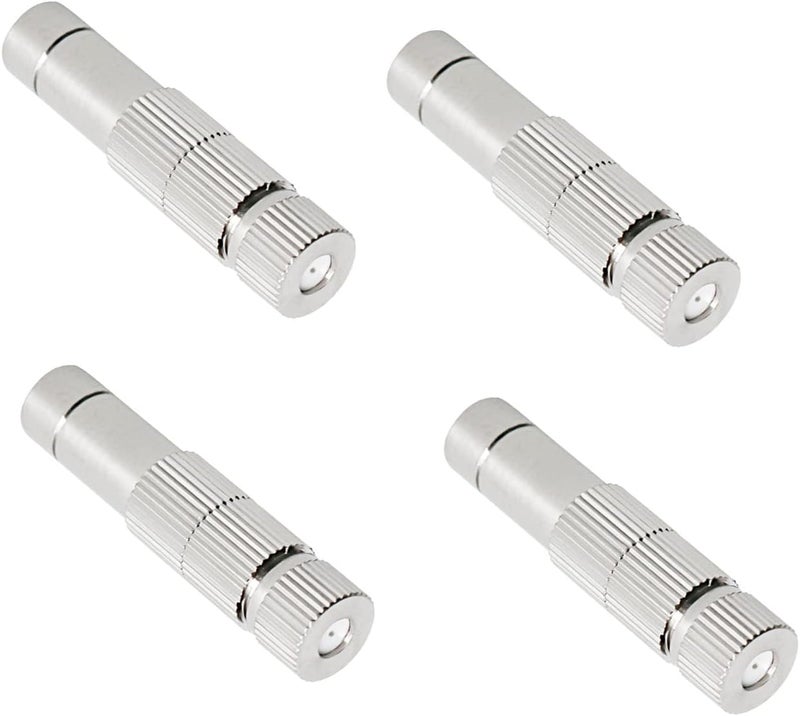 Aopin 8mm Misting Nozzles Copper Adjustable Water Flow Quick Connector 05mm 002 Orifice Atomizing Mister Sprayer Nozzle For Outdoor CoolingGarden Irrigation Fountain Greenhouse 4 Pcs