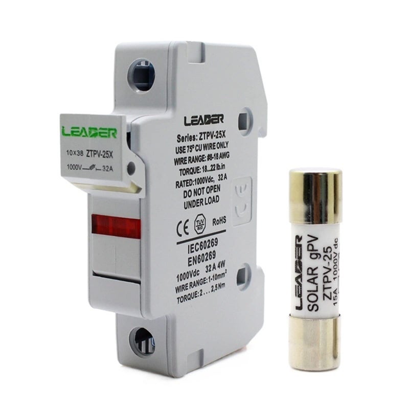Solar PV Fuse Holder Set With LED Indicator Light And Fuses 6A 1000V - Image 5