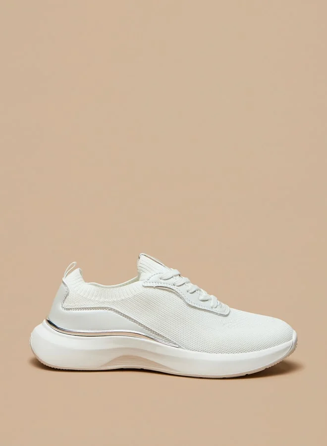 Celeste Women's Panelled Low Ankle Sneakers with Lace-Up Closure