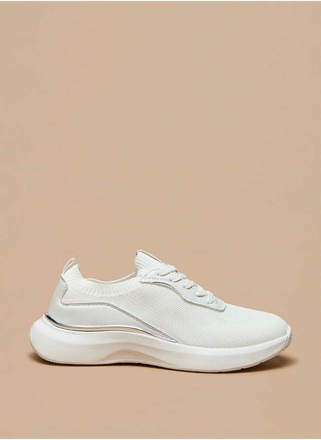 Celeste Women's Panelled Low Ankle Sneakers with Lace-Up Closure  - Image 3