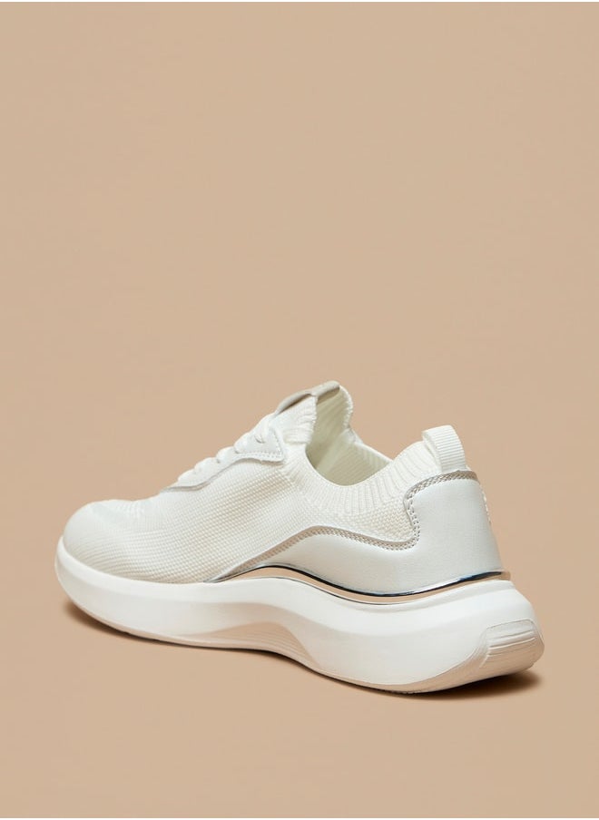 Celeste Women's Panelled Low Ankle Sneakers with Lace-Up Closure  - Image 2