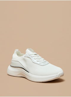 Celeste Women's Panelled Low Ankle Sneakers with Lace-Up Closure  - Image 1