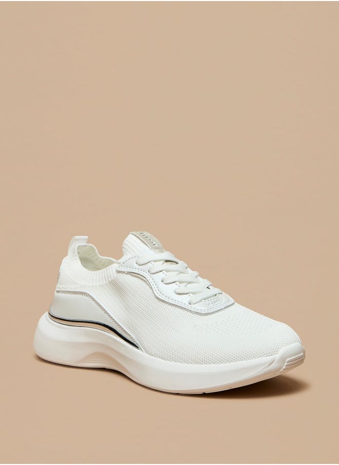 Celeste Women's Panelled Low Ankle Sneakers with Lace-Up Closure  - Image 1