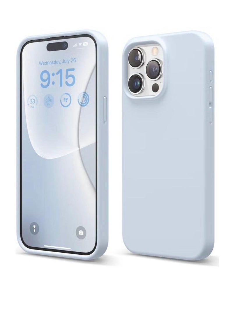 IAF Liquid Silicone for iPhone 15 Pro Case Cover Full Body Protection, Shockproof, Slim, Anti-Scratch Soft Microfiber Lining - Light Blue
