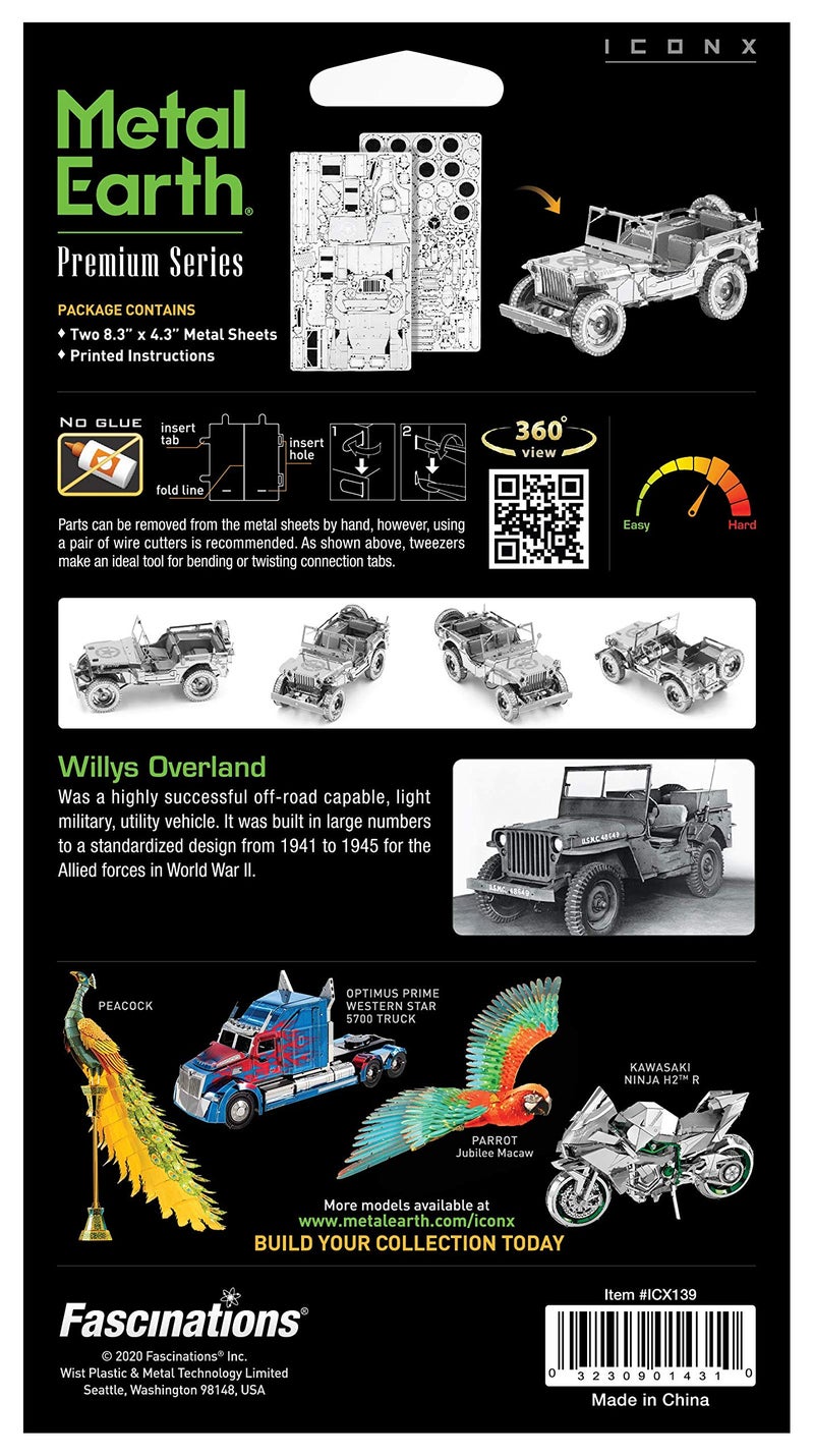 فاسينايشون مجموعة نماذج معدنية ثلاثية الأبعاد من سلسلة Fascinations Metal Earth Premium من Willys Overland - Image 5
