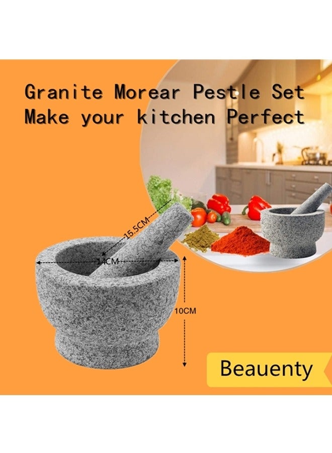 Beauenty Granite Mortar And Pestle Set,Molcajete Mexicano,Stone Mortar And Pestle,Guacamole Bowl,Spice Grinder Hand,Spice,Herb And Avocado Masher For Guacamole,Salsa And Pesto Crush - Image 2