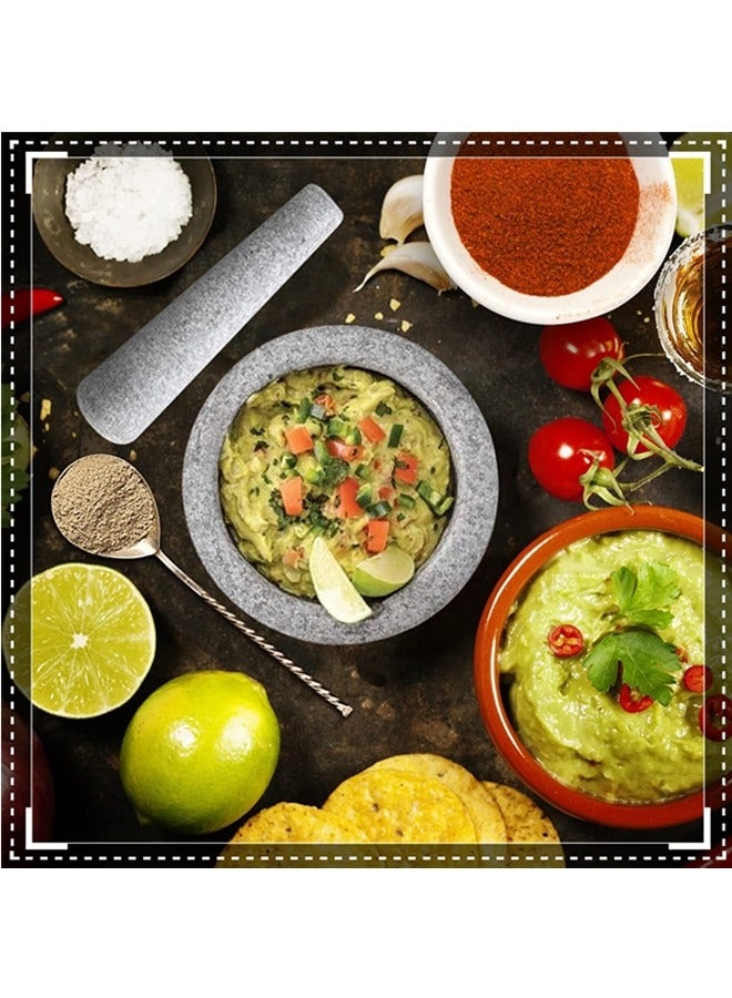 Beauenty Granite Mortar And Pestle Set,Molcajete Mexicano,Stone Mortar And Pestle,Guacamole Bowl,Spice Grinder Hand,Spice,Herb And Avocado Masher For Guacamole,Salsa And Pesto Crush - Image 5