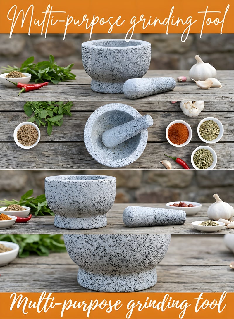 بيوينتي مجموعة الهاون والمدقة الحجرية الطبيعية، مولكاخيتي مكسيكانو، وعاء الجوكامولي، طاحونة بهارات يدوية، ومهرقة للتوابل والأعشاب والأفوكادو لتحضير الجوكامولي والسالسا والبيستو. - Image 5
