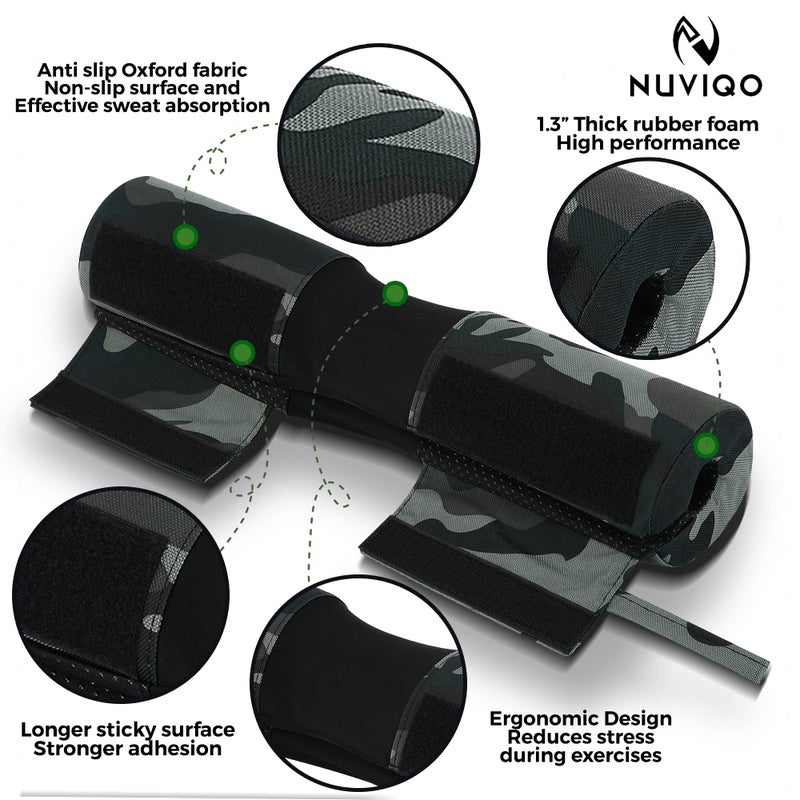 Nuviqo Barbell Squat Pad with Thick Foam and Nylon Padding - Neck & Shoulder Protective Pad Provides Support for Squats, Lunges & Hip Thrusts - Fits Olympic Standard Weightlifting Bar - Image 2