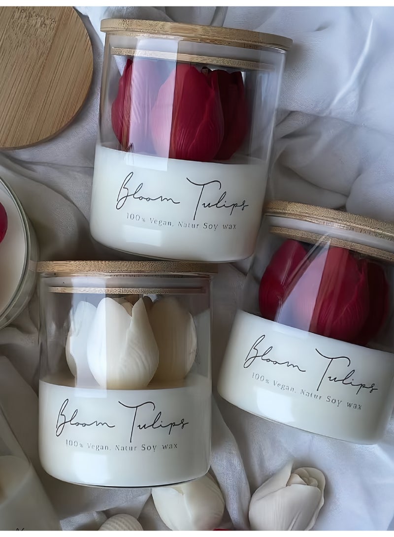 شمعة تونج وردية مصنوعة يدوياً - شمعة صويا طبيعية مع عطر الزهور لديكور المنزل والاسترخاء​ - Image 5