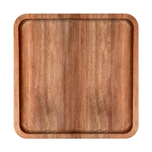 LorisArm 8" Acacia Wood Plate, Square Wooden Trays Serving Platter Dinner Server Tray Dessert Cookie Snack Fruit Serving Board. - Image 1