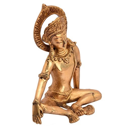 Idol Collections Lord Indra Statue - Golden, Brass, 7.5 Inches - Image 2