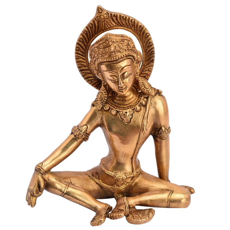 Idol Collections Lord Indra Statue - Golden, Brass, 7.5 Inches - Image 4