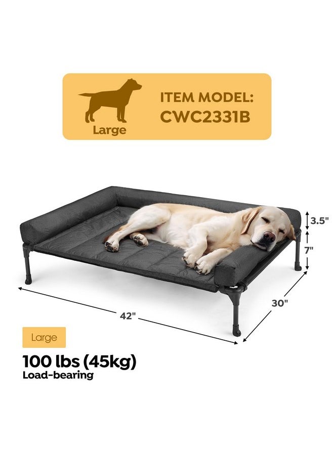 Veehoo Cooling Elevated Dog Bed + Waterproof Removable Pillow-Top Mat, Bolster Dog Cot Bed, Raised Pet Cot with Breathable Mesh, No-Slip Feet, Dog Couch Bed for Indoor & Outdoor, Large, Black CWC2331B - pzsku/Z522F1778AAAECE3B9476Z/45/_/1737031620/ea297580-3daf-4543-83fe-240b4eb0771b