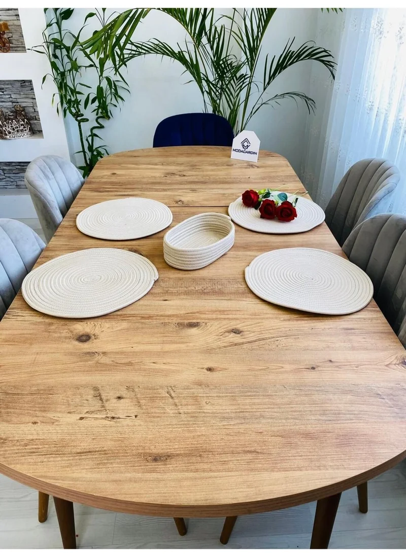 BDZ Deri BDZ Leather Jute Wicker American Service Plate and Basket 5 Pieces