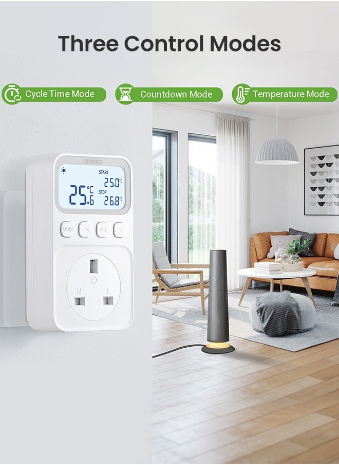 INKBIRD Plug-in Timer Thermostat C226T, Programmable Heating and Cooling Temperature Controller with Timing Control, High Low Temperature Alarm, Refrigeration Delay, Memory Function