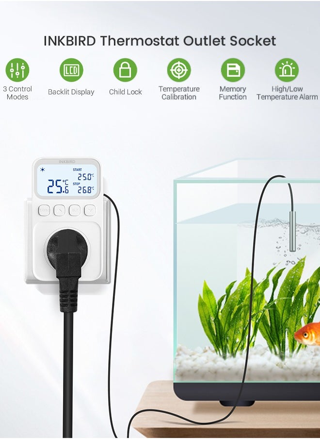 INKBIRD Plug-in Timer Thermostat C226T, Programmable Heating and Cooling Temperature Controller with Timing Control, High Low Temperature Alarm, Refrigeration Delay, Memory Function