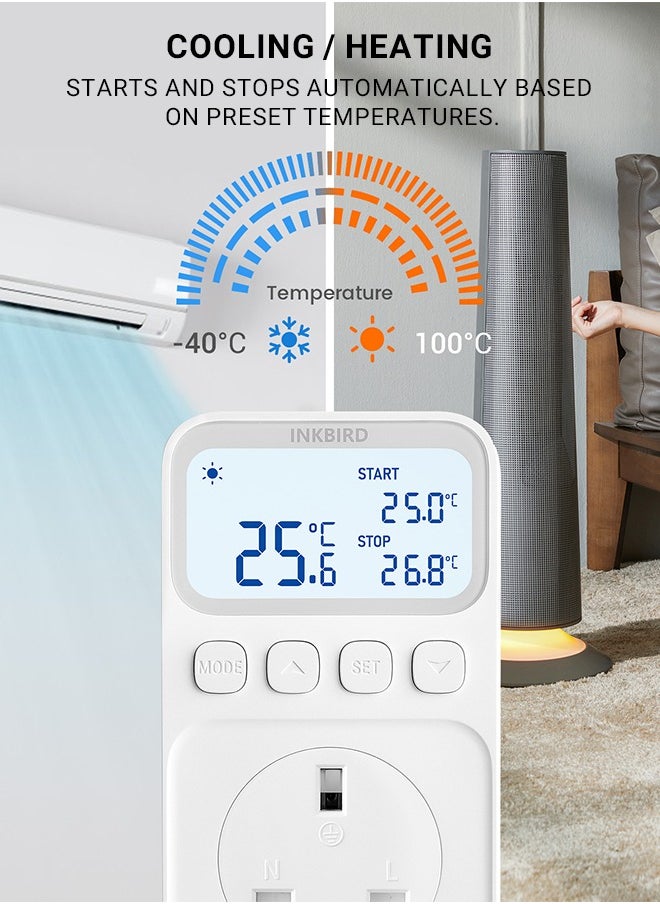 INKBIRD Plug-in Timer Thermostat C226T, Programmable Heating and Cooling Temperature Controller with Timing Control, High Low Temperature Alarm, Refrigeration Delay, Memory Function