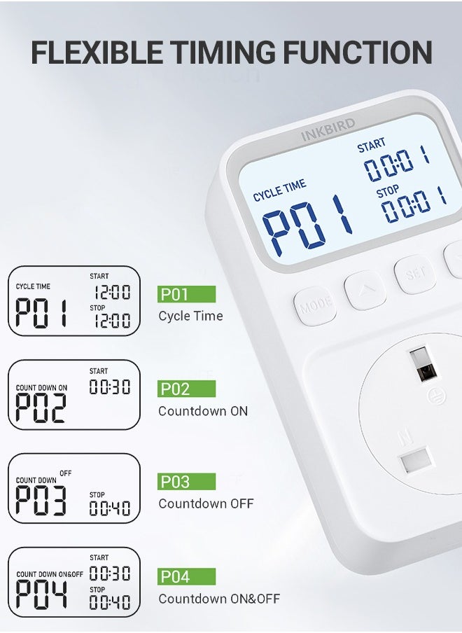INKBIRD Plug-in Timer Thermostat C226T, Programmable Heating and Cooling Temperature Controller with Timing Control, High Low Temperature Alarm, Refrigeration Delay, Memory Function